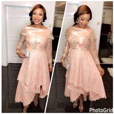 Tonto Dike steps Out in Beautiful Outfit For a Wedding