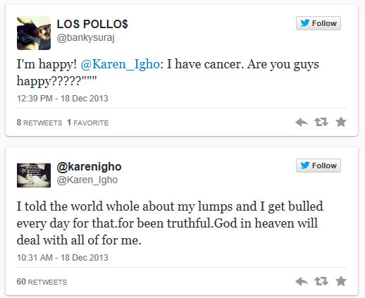 Shocking: Karen Igho has cancer