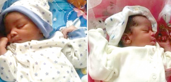 Aity Dennis unveils twin babies