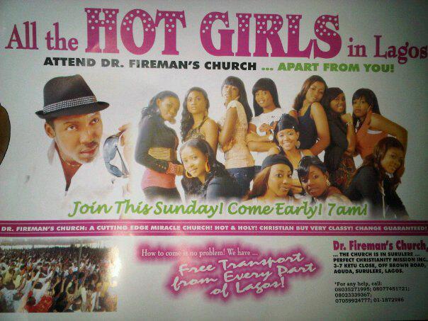 Sign Fireman’s Church and Hot Girls in Lagos