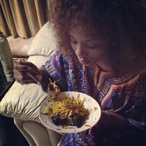 Genevieve Nnaji Eating Abacha