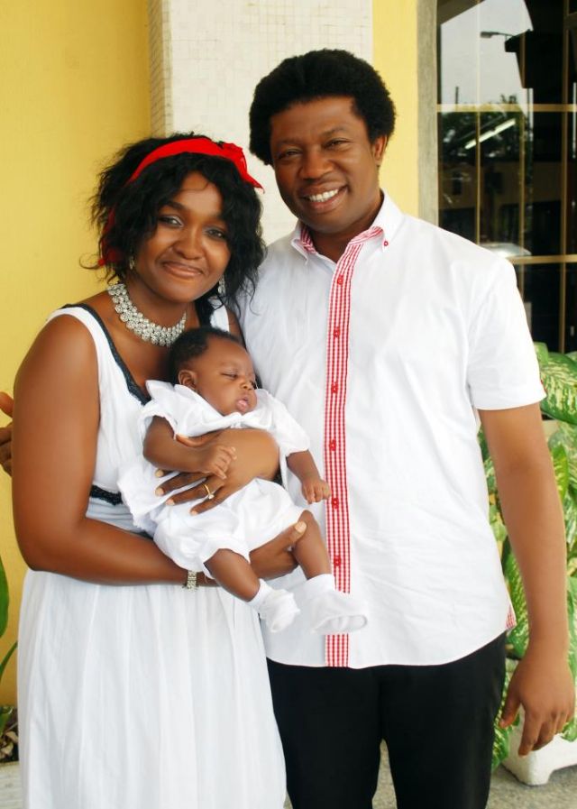 PICTURE: Goge Africa Celebrity Couple, Isaac, Nneka Moses Step Out With 3Months Old Son