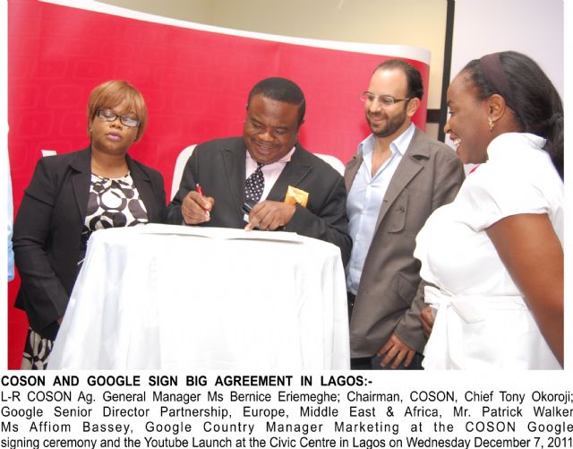 COSON SIGNS BIG PARTNERSHIP AGREEMENT WITH GOOGLE  IN LAGOS