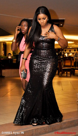 Omotola’s Curves Cause Stir At Tiffany Amber Event