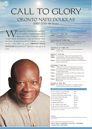 Oronto Douglas to be Buried in Bayelsa | May 2 [PROGRAMME]