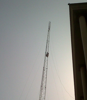 PICTURES: ATTEMPTED SUICIDE: MAN CLIMBED TELECOMS MAST IN ABUJA,THREATENED TO DIVE OVER ALLEGED ATIKU’S N15M DEBT