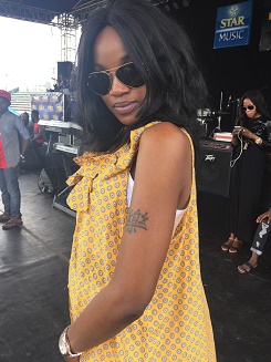 Seyi Shay Flaunts Chinese Tattoo