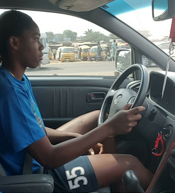 Super Falcons Striker, Asisat Oshoala Drives for the First Time in Lagos (Photo)