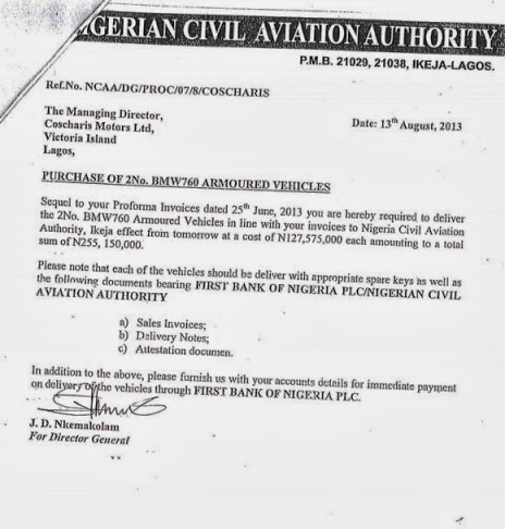 How Aviation Minister Stella Oduah Forced Cash-Strapped Aviation Agency To Spend $1.6 Million On Two BMW Armored Cars For Her