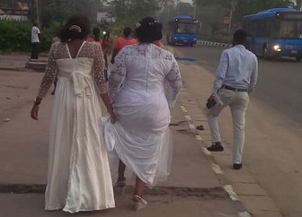 Bride Treks to Church Due to Lagos City Marathon (Photo)