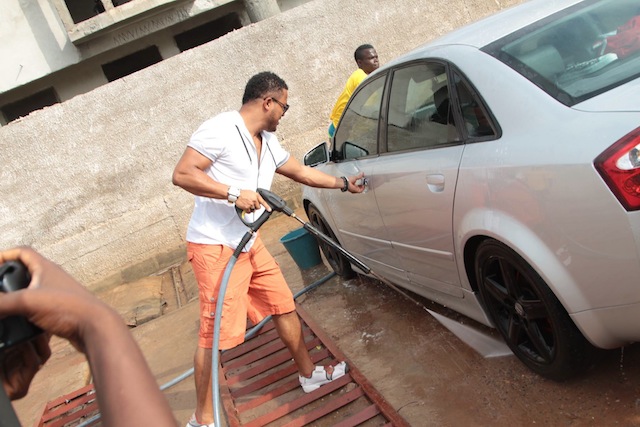 Van Vicker Turns Car Wash Attendant In Ghana