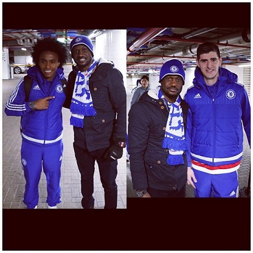 Peter Okoye Meets With Chelsea Stars After Draw with Man U