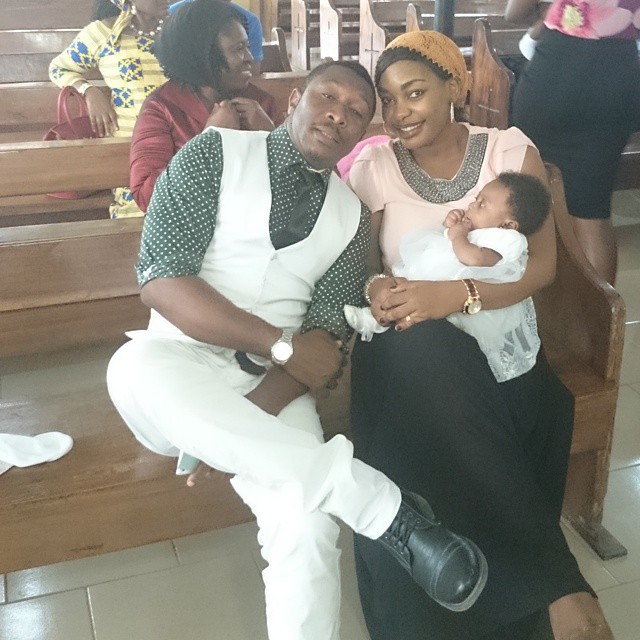 Tchidi Chikere, Nuella Take Child To Church For Baptism