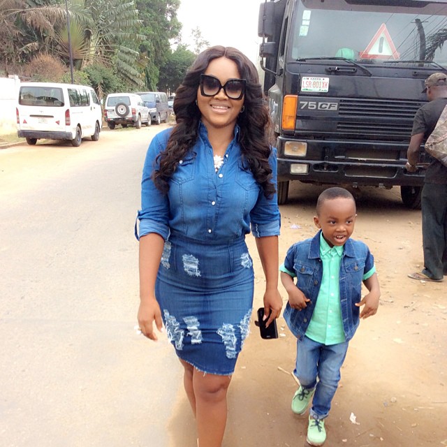 Mercy Aigbe Treks to Office