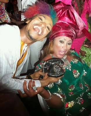 Nkiru Anumudu Carries Telephone To Tiwa Savage Wedding