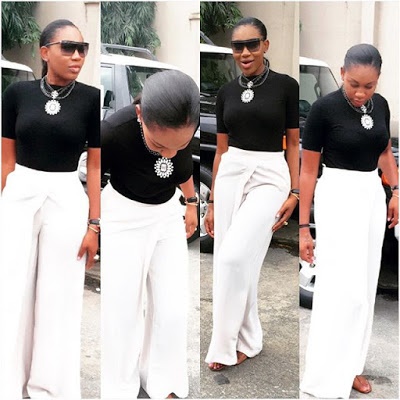 Ebube Nwagbo Steps Out In A Classic Monochrome Dress