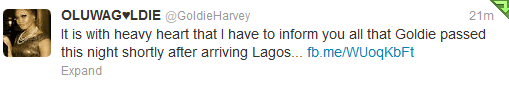 Tragedy! Singer Goldie Harvey Is Dead!