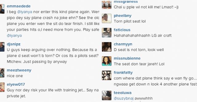 Fans Blast Iyanya For Sharing Photos From A Plane’s Cockpit Showing Torn Pilot Seat