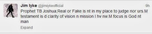 Jim Iyke Tweets About TB Joshua Being Real Or Fake