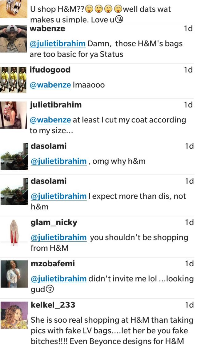 Fans Blasts Juliet Ibrahim Over Shopping Spree At H & M