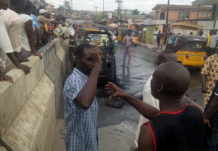 Another Lagos Accident, Keke Marwa Total Burnt (Photos)