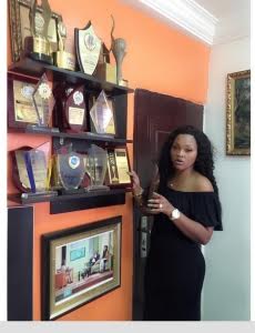 Mercy Aigbe Shows Off Awards’ Shelve