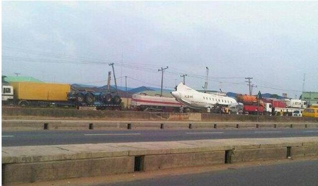 NEWS FLASH: Plane Crash-Landed On The Road In Igando, Lagos [Pictures]