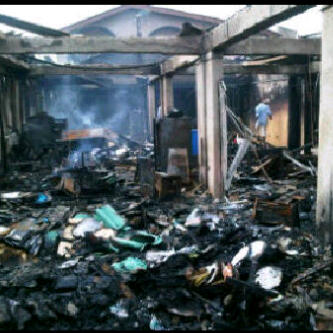 Picture: Burnt Lagos Office Of PM News/The News