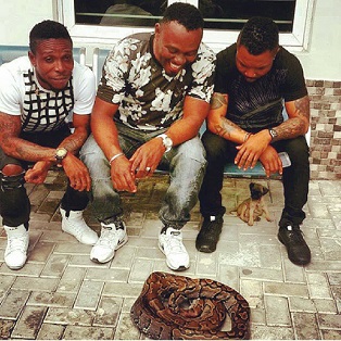 Oritse Femi, Friends Plan On How To Cook  And Eat Snake