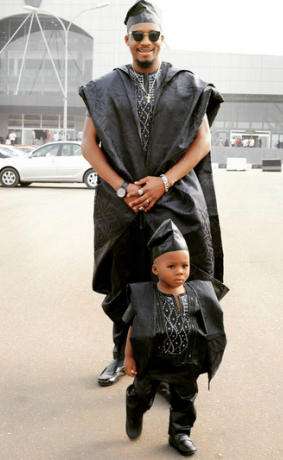 Actor, Junior Pope in Matching Outfit With Son