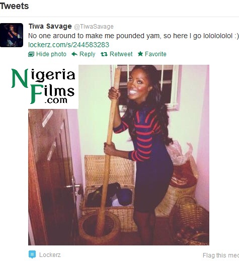 Celebrity Tweets: See Tiwa Savage Pounding Yam