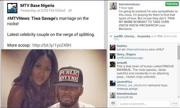 Tiwa’s Kenyan Lover Wants Her Marriage To Crash