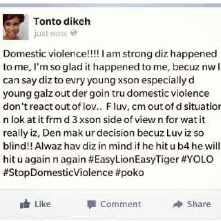 Tonto Dikeh Urges Young Girls Not Endure Domestic Violence Because Of Love