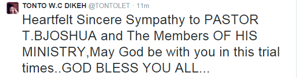 Tonto Dikeh Sends Her Condolence To TB Joshua