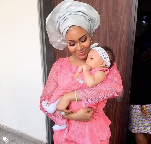 Flavour Missing As Anna Banner Dedicates Their Daughter In Church (Photos)