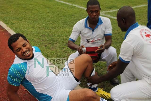 PHOTOS: Van Vicker In Crutches After Ghana-Nigeria Friendly Match