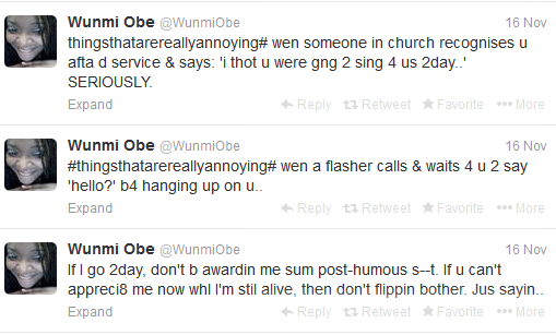 Wummi Obe Bemoans Awards…Decries Post-Humour Honour