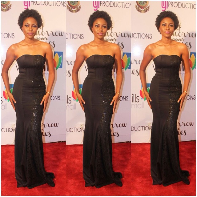 Yvonne Nelson Dresses in Black to Honour Flood Victims at Movie Premiere